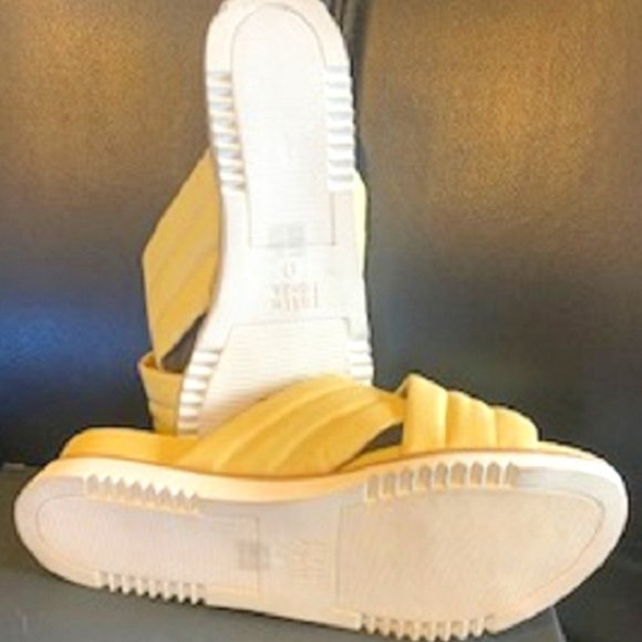 NWT Eileen Fisher Key Nappa Leather Slide Elevated Sandals Yellow Shoes Sz:9 - Picture 4 of 7